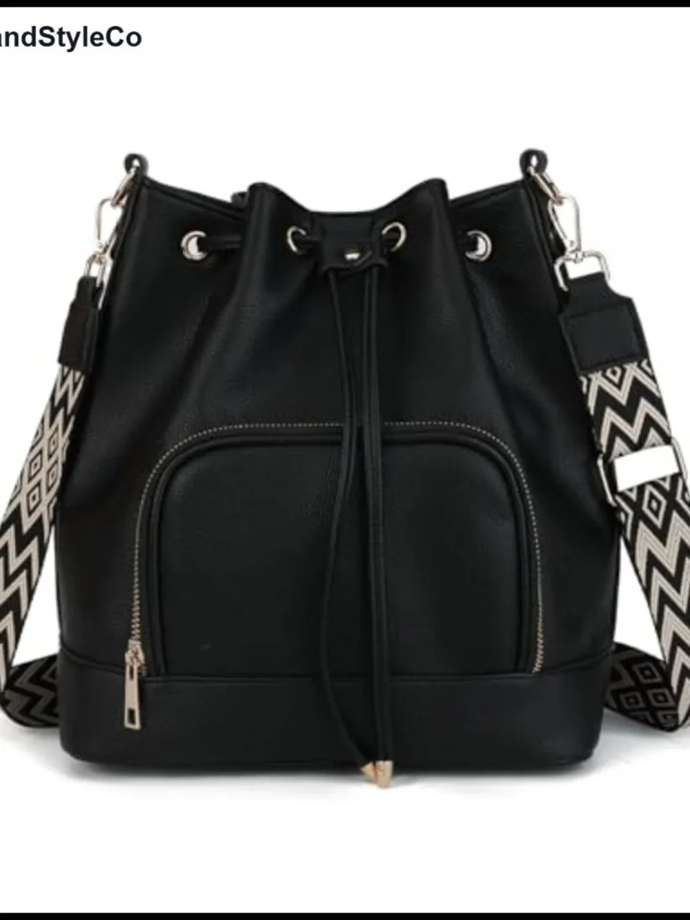 Faux Leather Bucket Crossbody Bag Adjustable Strap Hobo Handbag Women
